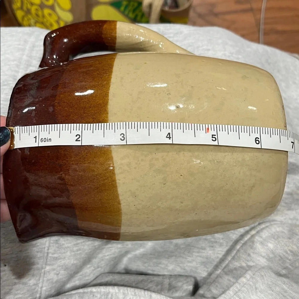 Vintage 70’s three tone earthen stoneware milk pitcher/vase -Zanesville (?)